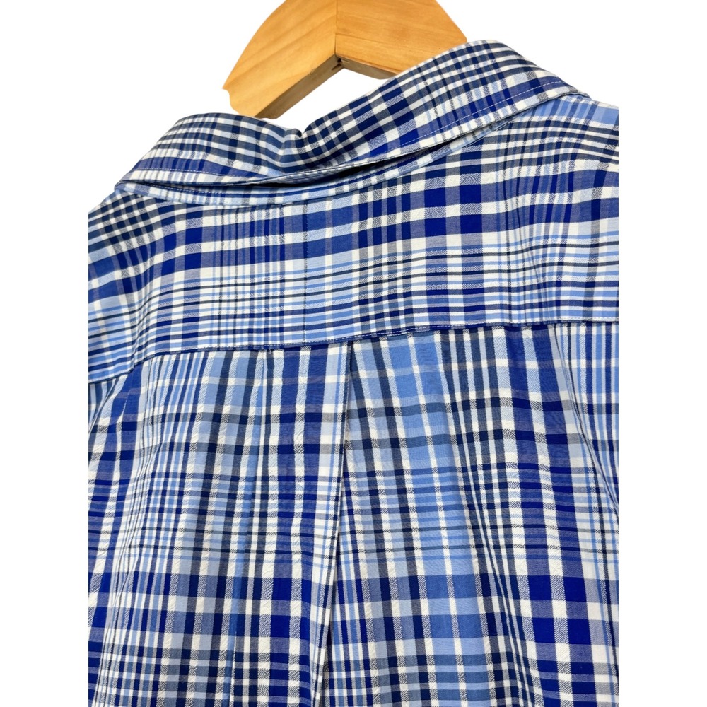 Ralph Lauren Mens 4XB Blue White Plaid Short Sleeve Button Down Shirt Pony Logo - Picture 6 of 7